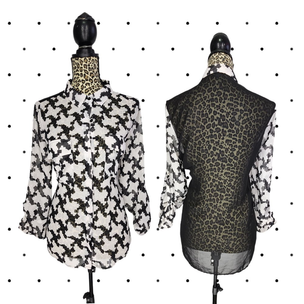 UK2LA Monochrome Patterned Button Down Shirt